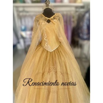 Vestido de xv dorado princesa