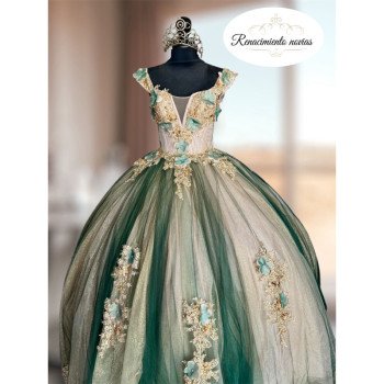 Vestido de xv verde con...